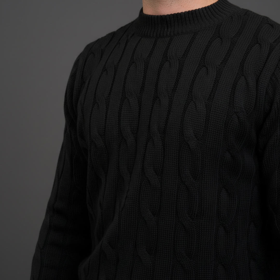 Essential Black Cable Knit Sweater