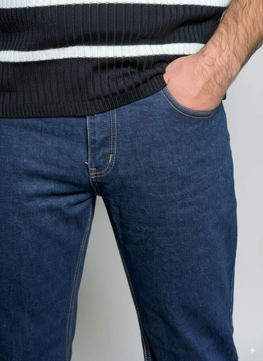 Men’s Dark High Waist Straight Fit Jeans