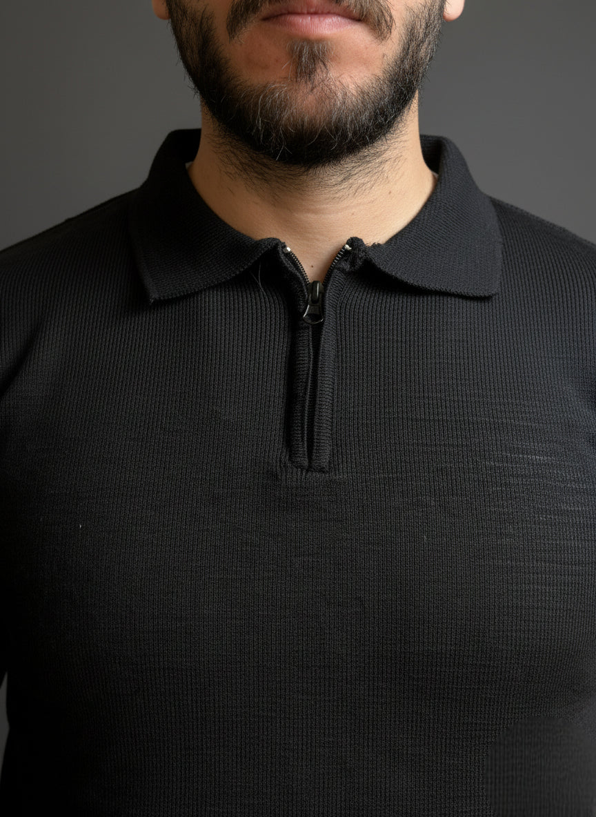 Black Zip Polo Shirt