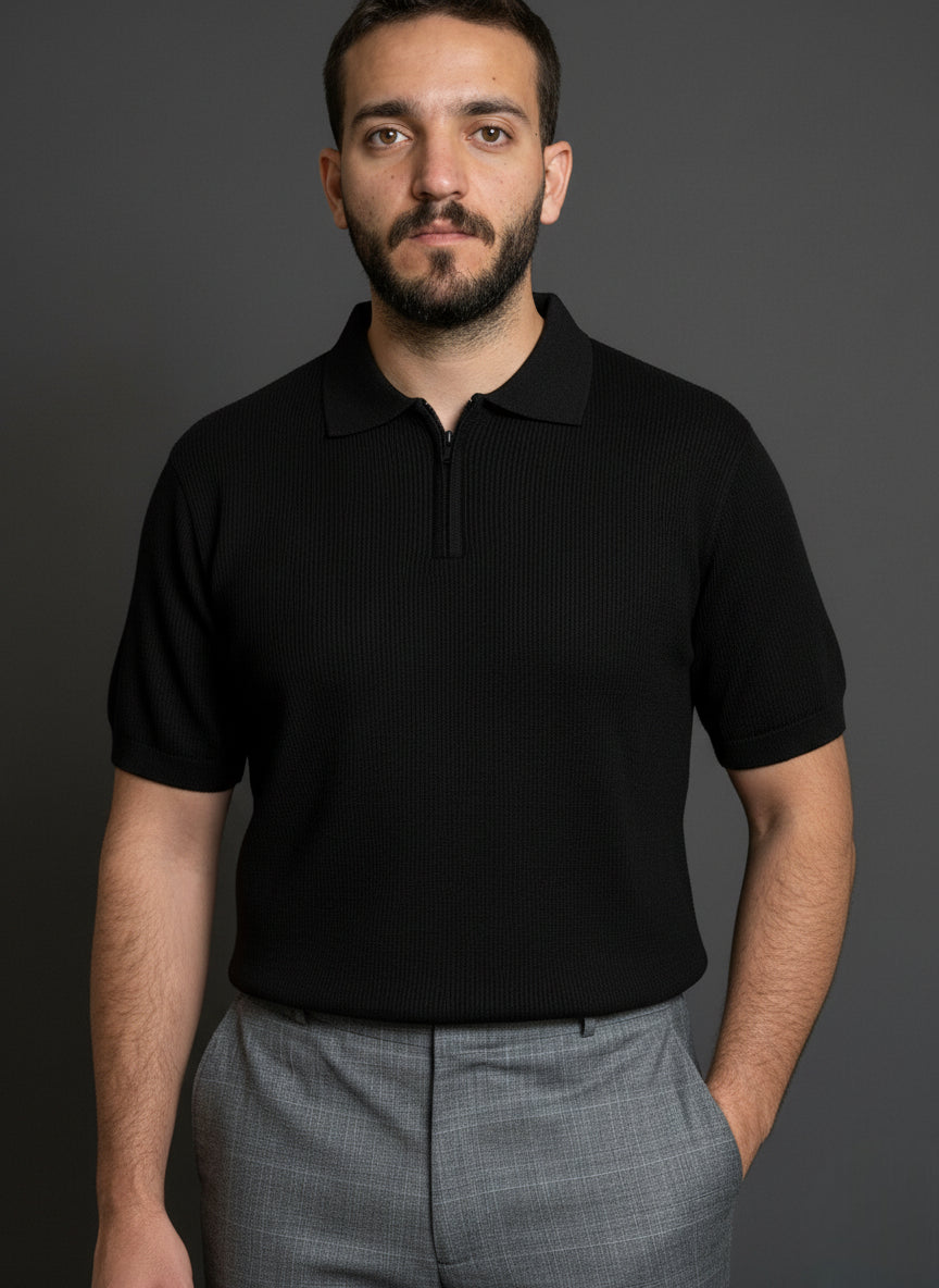 Black Zip Polo Shirt