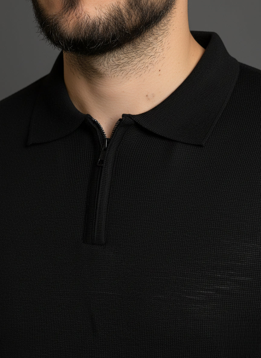 Black Zip Polo Shirt