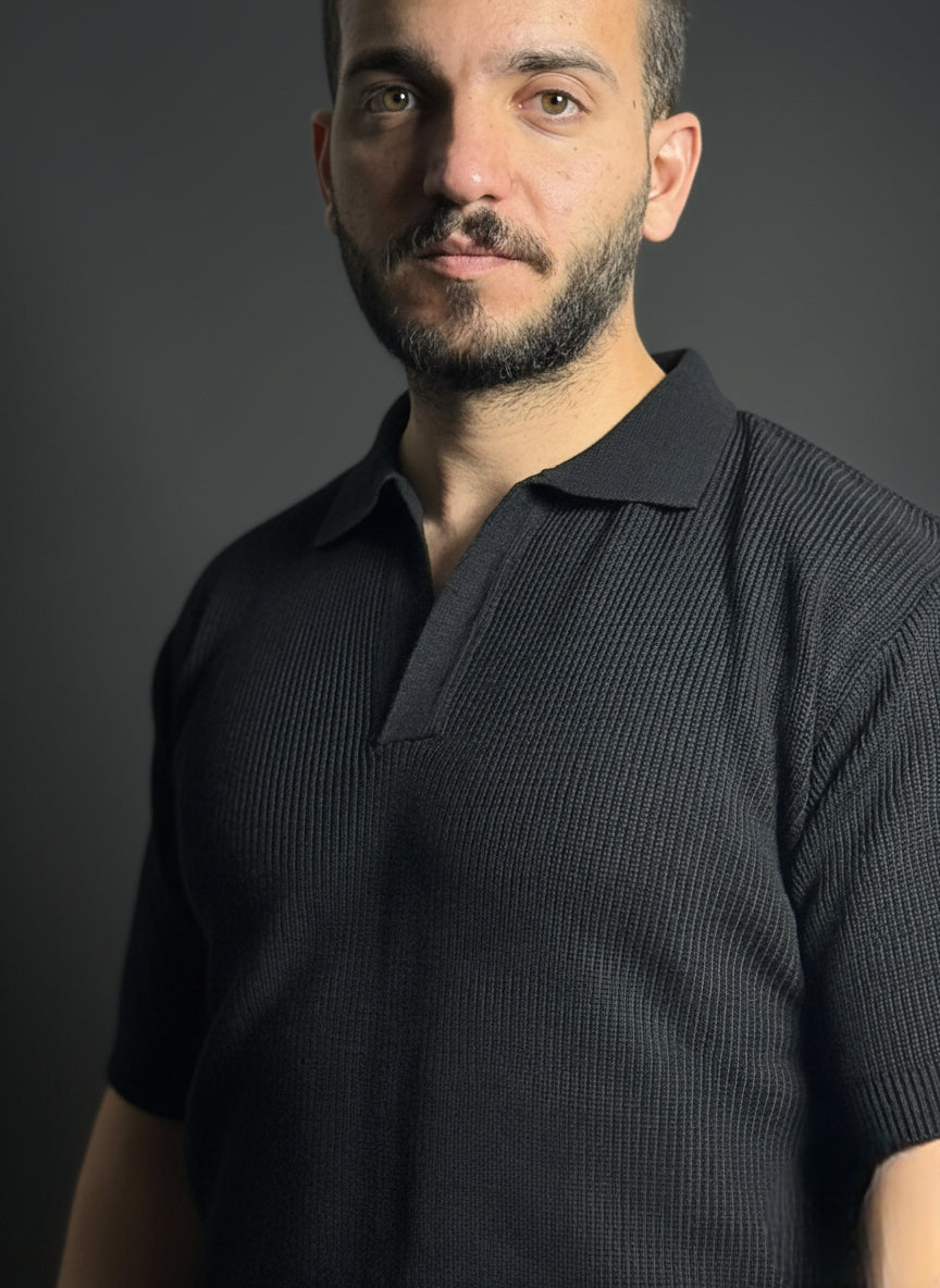 Charcoal Johnny Collar Polo Shirt