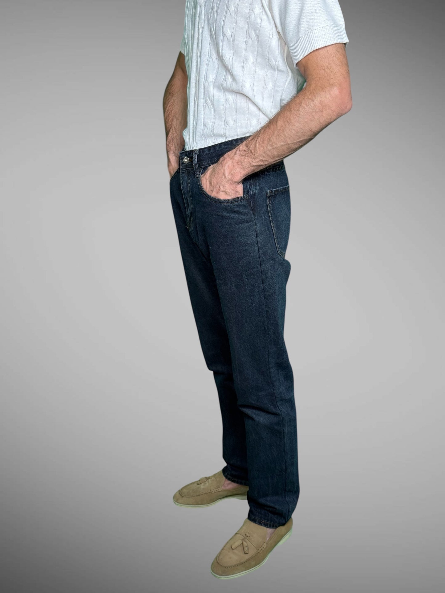 Men’s High Waist Straight Fit Full Length Jeans