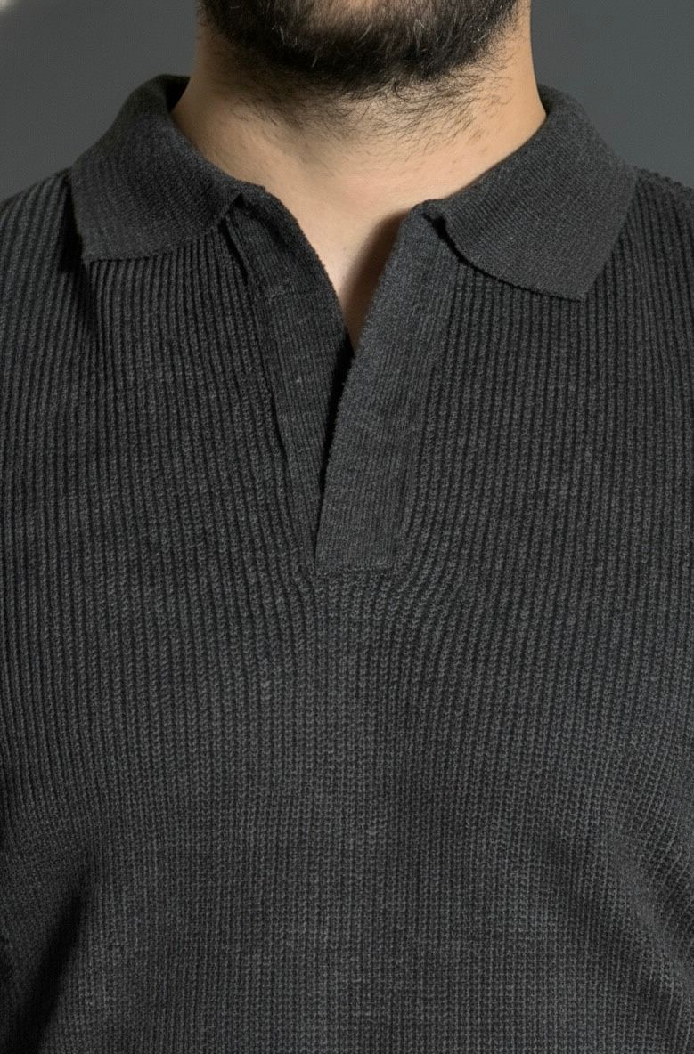 Charcoal Johnny Collar Polo Shirt