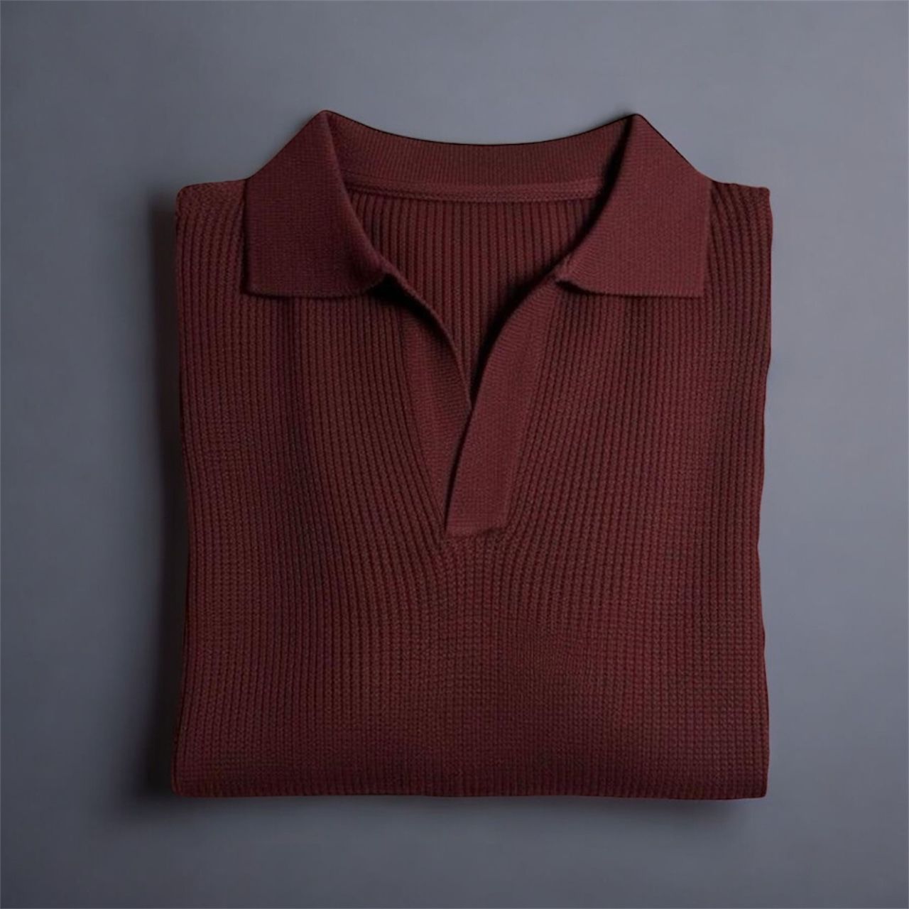 Maroon Johnny Collar Polo Shirt