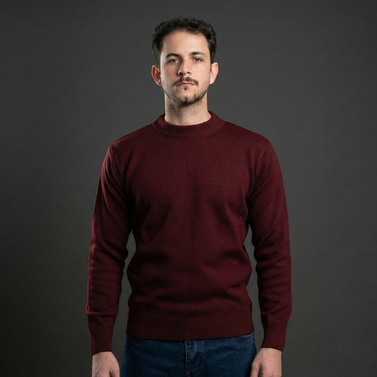 Classic Burgundy Crew Neck Sweater