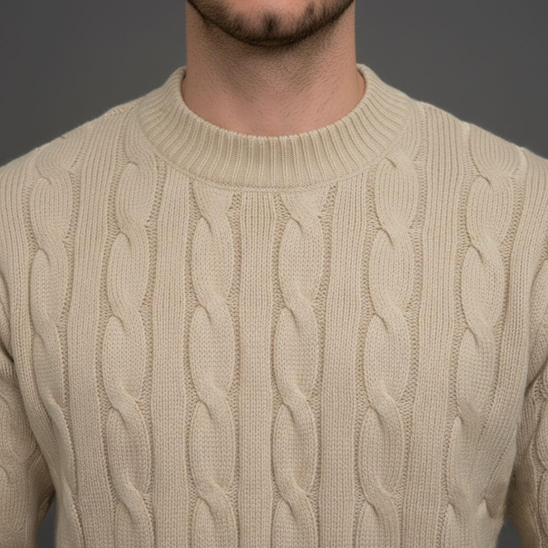 Heritage Beige Cable Knit Sweater
