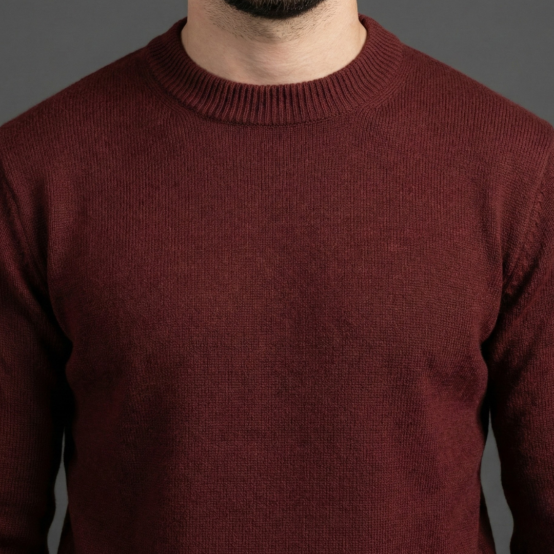 Classic Burgundy Crew Neck Sweater