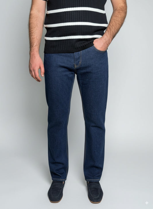 Men’s Dark High Waist Straight Fit Jeans