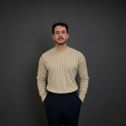 Heritage Beige Cable Knit Sweater