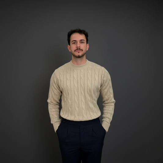 Heritage Beige Cable Knit Sweater