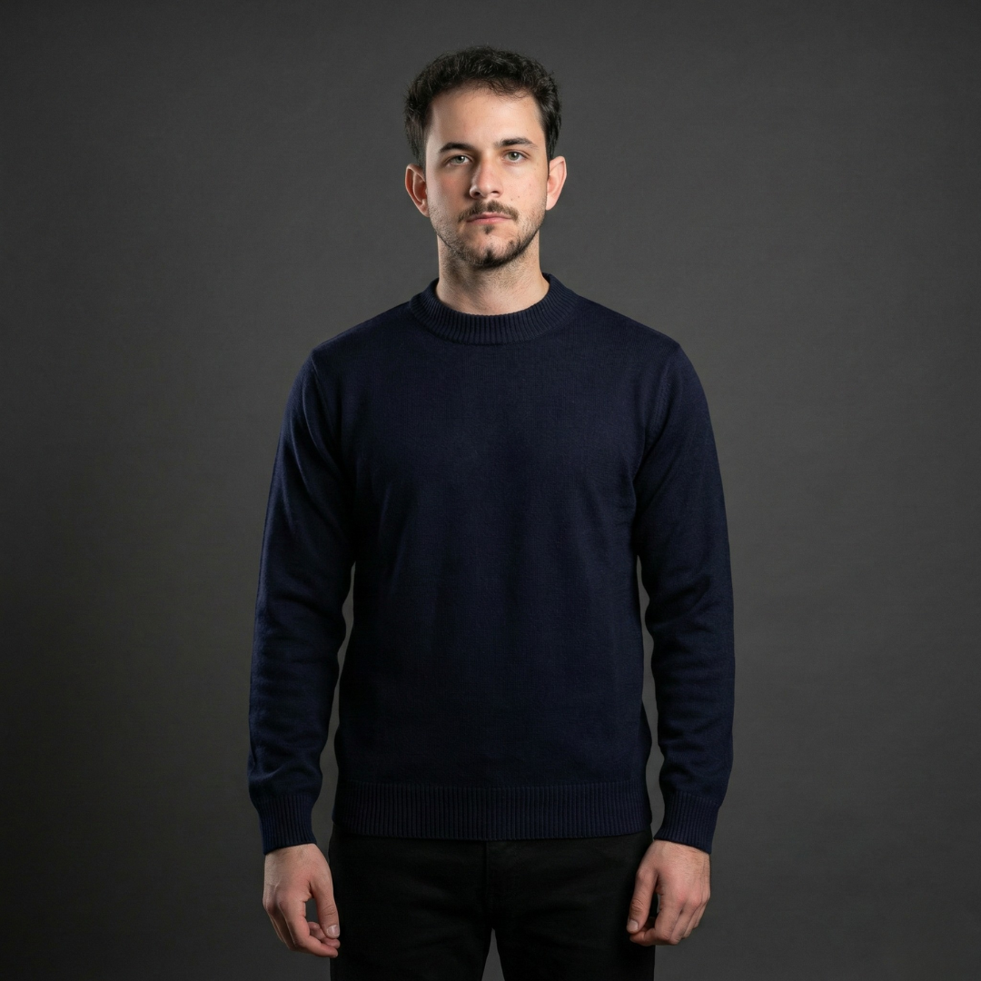 Classic Navy Crew Neck Sweater