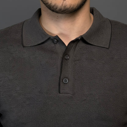 Brown Cotton Polo Sweater Slim Fit