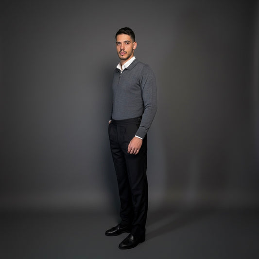 Grey Cotton Zipper Sweater Slim Fit