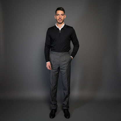 Black Cotton Zipper Sweater Slim Fit