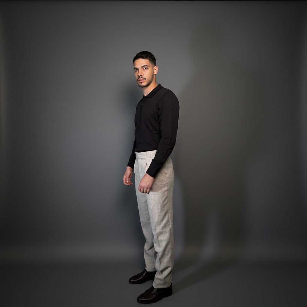 Black Cotton Polo Sweater Slim Fit