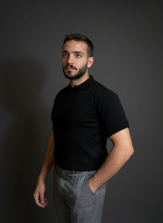 Black Zip Polo Shirt