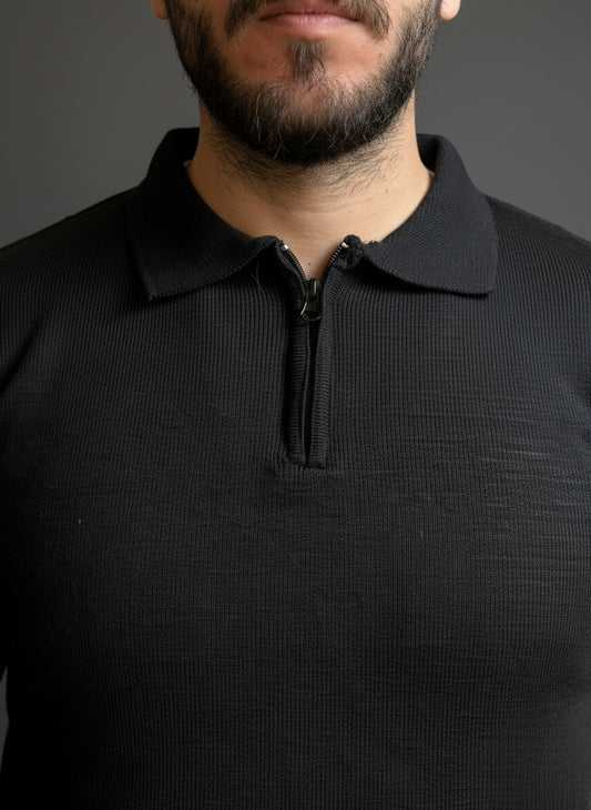 Black Zip Polo Shirt