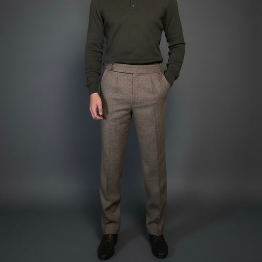 Pure Wool Taupe Trousers