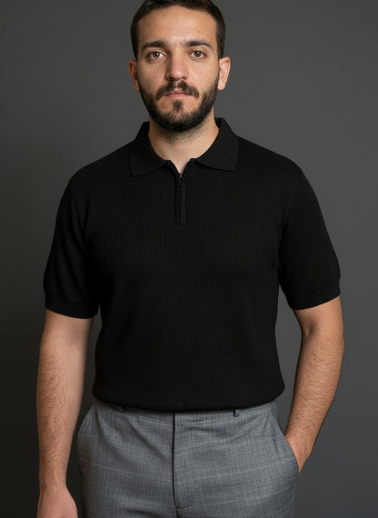 Black Zip Polo Shirt