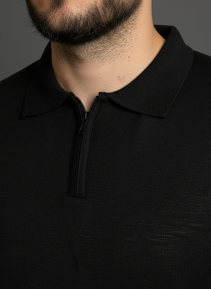 Black Zip Polo Shirt