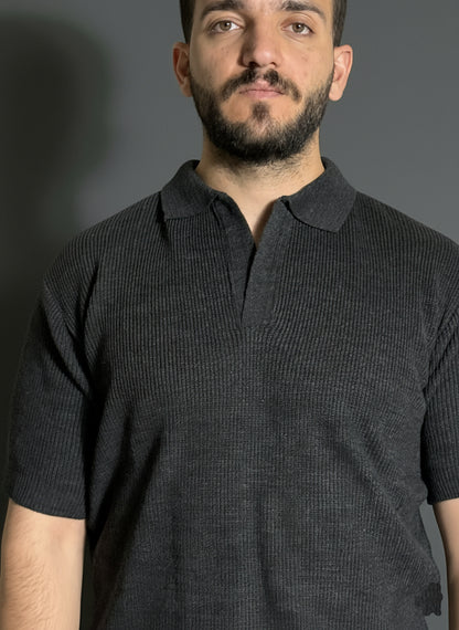 Charcoal Johnny Collar Polo Shirt