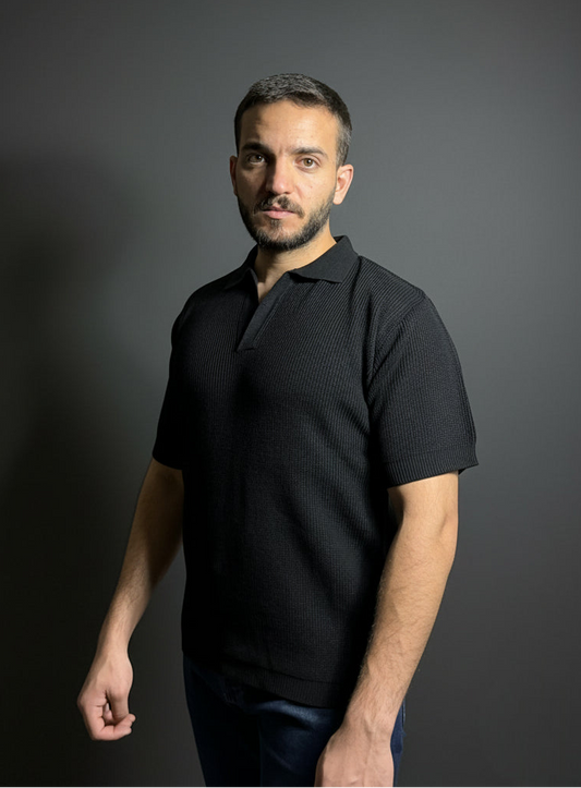 Charcoal Johnny Collar Polo Shirt