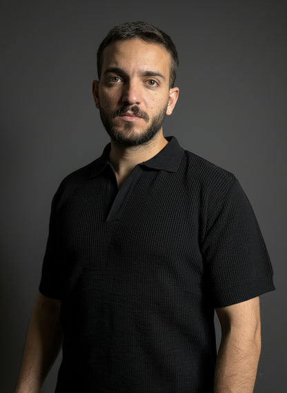 Black Johnny Collar Polo Shirt