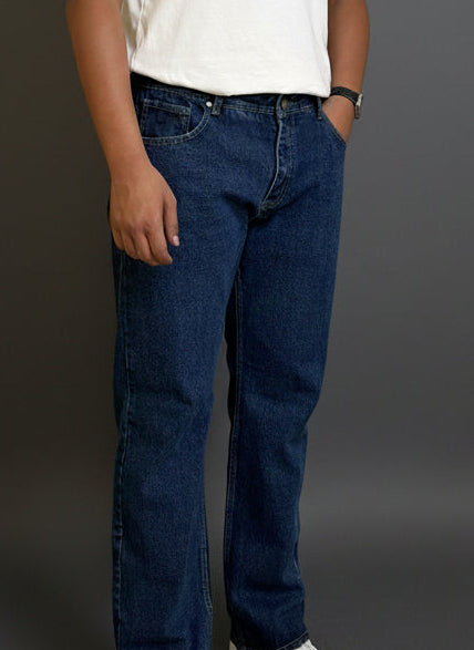 Men’s Dark High Waist Straight Fit Jeans