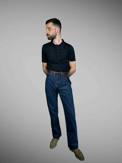 Men’s Dark High Waist Straight Fit Jeans