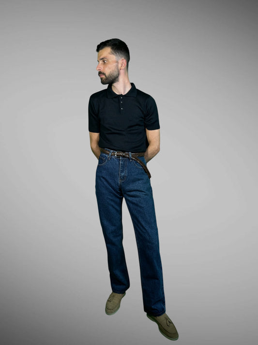 Men’s Dark High Waist Straight Fit Jeans