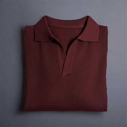 Maroon Johnny Collar Polo Shirt