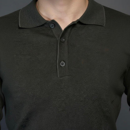 Olive Green Cotton Polo Sweater Slim Fit