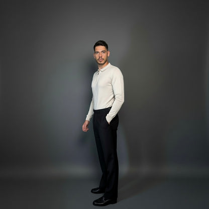 Beige Cotton Zipper Sweater Slim Fit